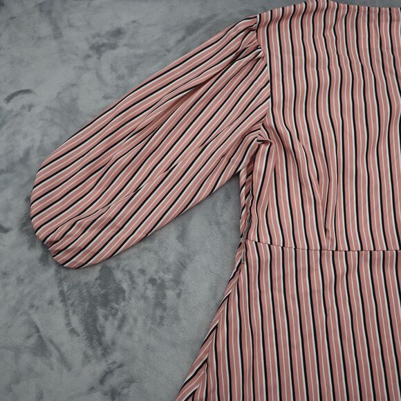 Faballey Shirt Womens L Multicolor Striped Quarter Sleeve VNeck Pullover Blouse - Picture 15 of 16